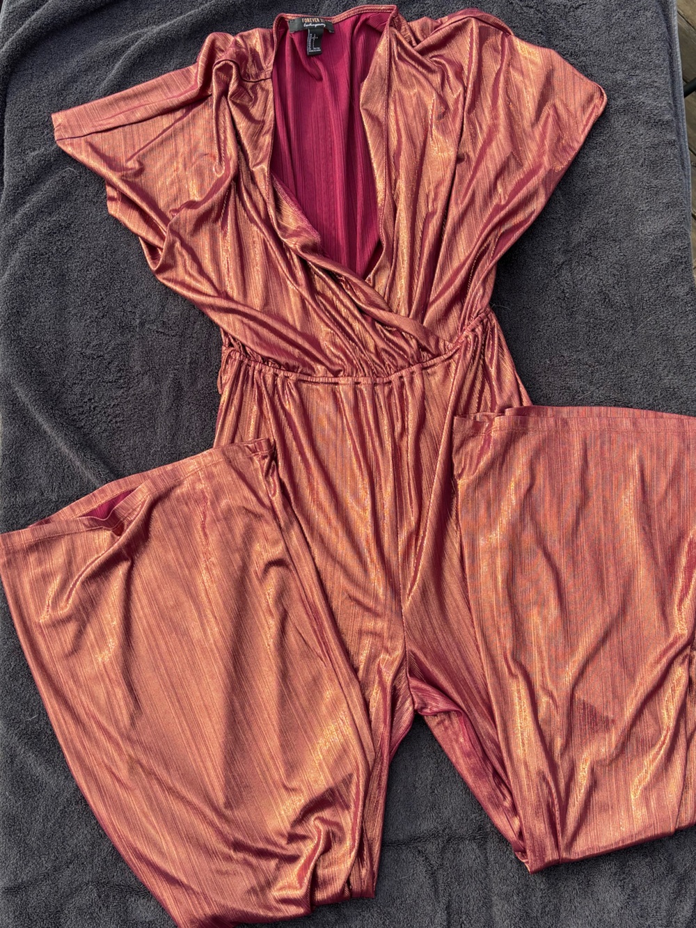 Forever 21 Metallic Rust Wrap Jumpsuit